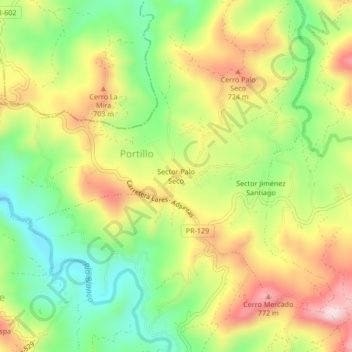 Mappa topografica Sector Palo Seco, altitudine, rilievo
