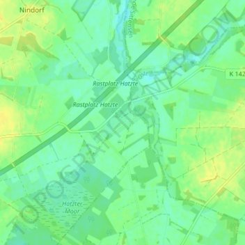 Mappa topografica Hatzte Waldsiedlung, altitudine, rilievo