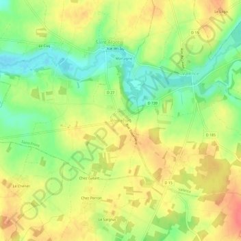 Mappa topografica Romefort, altitudine, rilievo