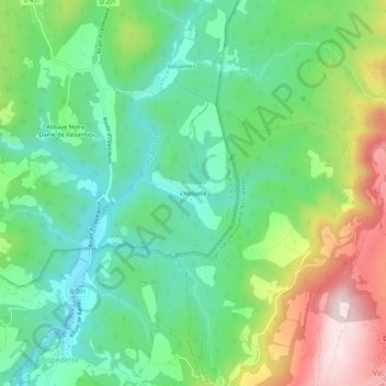 Mappa topografica L'Abbadie, altitudine, rilievo