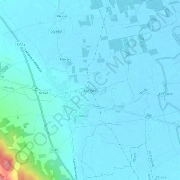 Mappa topografica Can Puig, altitudine, rilievo