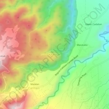 Mappa topografica Karilongan, altitudine, rilievo