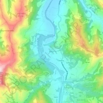Mappa topografica Rivere, altitudine, rilievo