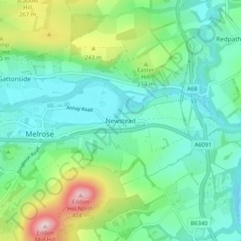 Mappa topografica Newstead, altitudine, rilievo