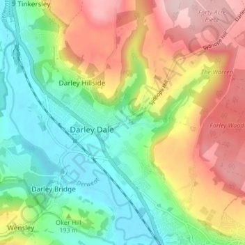 Mappa topografica Two Dales, altitudine, rilievo