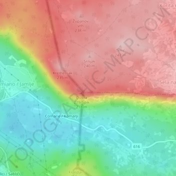 Mappa topografica Menphis, altitudine, rilievo