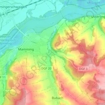 Mappa topografica Bachhausen, altitudine, rilievo