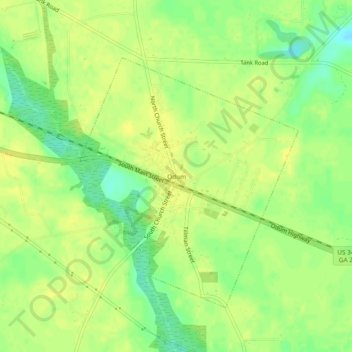 Mappa topografica Odum, altitudine, rilievo