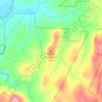 Mappa topografica Rabbit Mountain, altitudine, rilievo