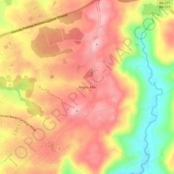 Mappa topografica Morro Alto, altitudine, rilievo