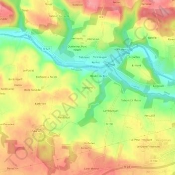Mappa topografica Kerdoret, altitudine, rilievo