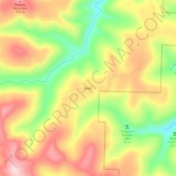 Mappa topografica Ryker, altitudine, rilievo