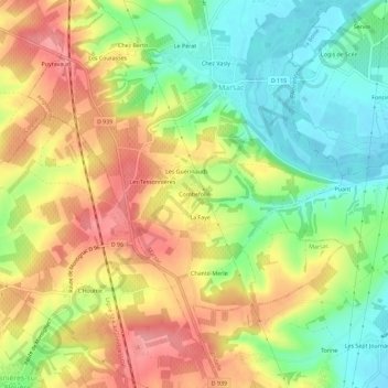 Mappa topografica Combefolle, altitudine, rilievo