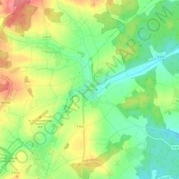 Mappa topografica Krumbach, altitudine, rilievo