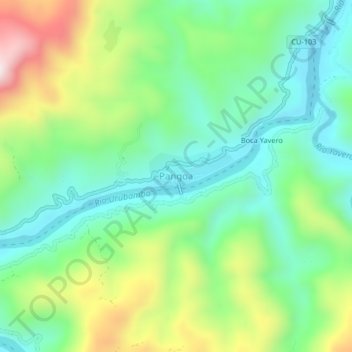 Mappa topografica Pangoa, altitudine, rilievo