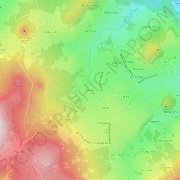 Mappa topografica Perrel, altitudine, rilievo