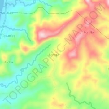 Mappa topografica Lawigan, altitudine, rilievo