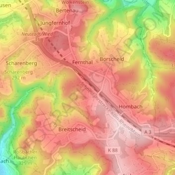 Mappa topografica Grübelshof, altitudine, rilievo