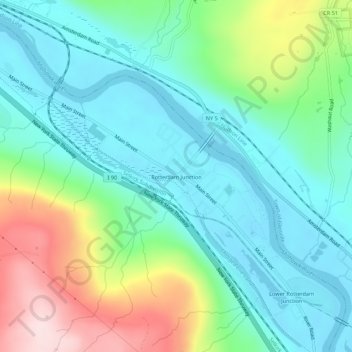 Mappa topografica Rotterdam Junction, altitudine, rilievo
