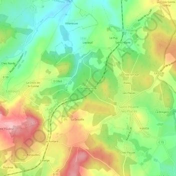 Mappa topografica Les Mounières, altitudine, rilievo