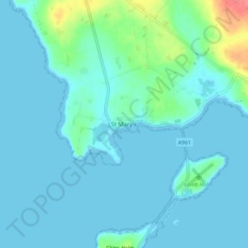 Mappa topografica St Mary's, altitudine, rilievo