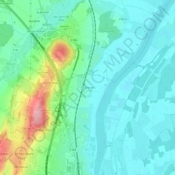 Mappa topografica La Grange, altitudine, rilievo