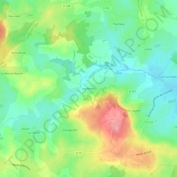 Mappa topografica Les Molles, altitudine, rilievo