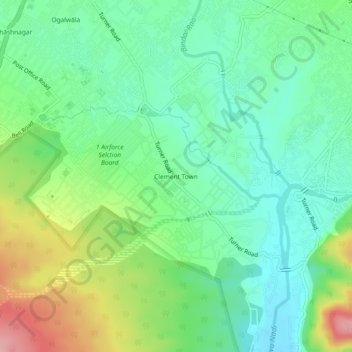 Mappa topografica Clement Town, altitudine, rilievo