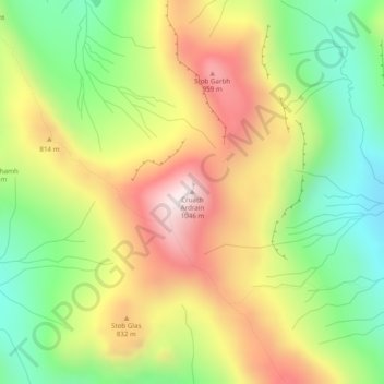 Mappa topografica Cruach Ardrain, altitudine, rilievo