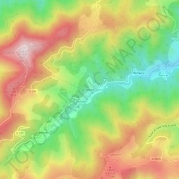 Mappa topografica Talaron, altitudine, rilievo