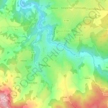 Mappa topografica Châteauneuf-la-Forêt, altitudine, rilievo