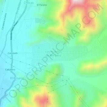 Mappa topografica Los Huertos de Río Seco, altitudine, rilievo