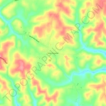 Mappa topografica New England, altitudine, rilievo
