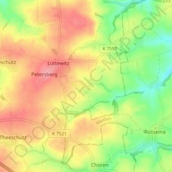 Mappa topografica Maltitz, altitudine, rilievo