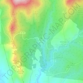 Mappa topografica Horcajuelo de la Sierra, altitudine, rilievo