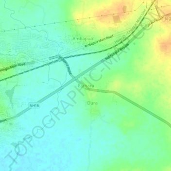 Mappa topografica Pathara, altitudine, rilievo