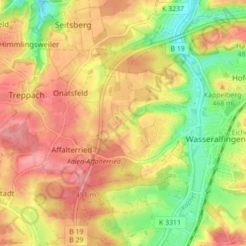 Mappa topografica Heisenberg, altitudine, rilievo
