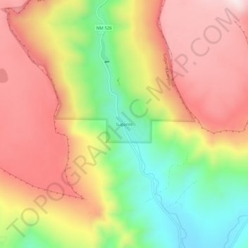 Mappa topografica Sugarite, altitudine, rilievo