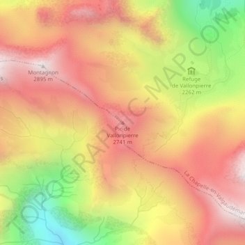 Mappa topografica Pic de Vallonpierre, altitudine, rilievo