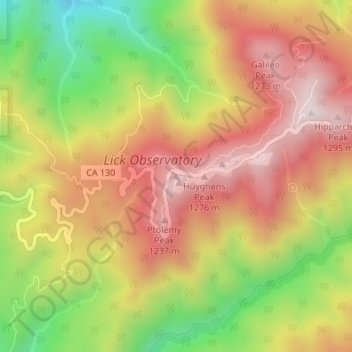 Mappa topografica Mount Hamilton, altitudine, rilievo