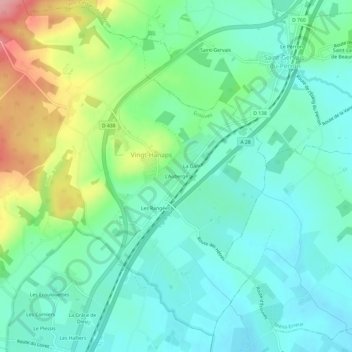 Mappa topografica L'Auberge, altitudine, rilievo