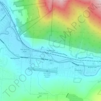 Mappa topografica Blackinton, altitudine, rilievo