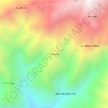 Mappa topografica Tablones, altitudine, rilievo