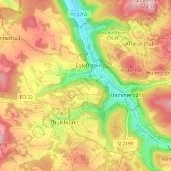 Mappa topografica Dietersberg, altitudine, rilievo