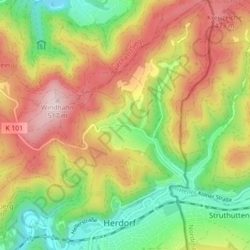 Mappa topografica Dermbach, altitudine, rilievo
