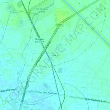 Mappa topografica Khoraj, altitudine, rilievo