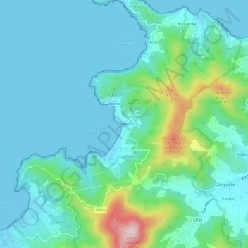 Mappa topografica Scaglieri, altitudine, rilievo