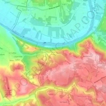 Mappa topografica La Combe de Gaby, altitudine, rilievo