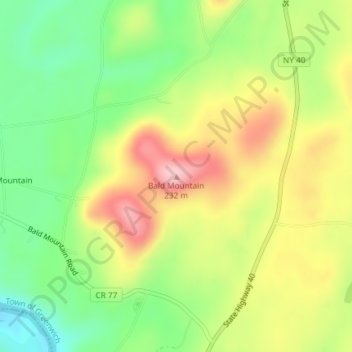 Mappa topografica Bald Mountain, altitudine, rilievo