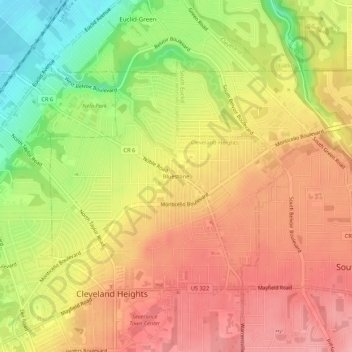 Mappa topografica Bluestone, altitudine, rilievo